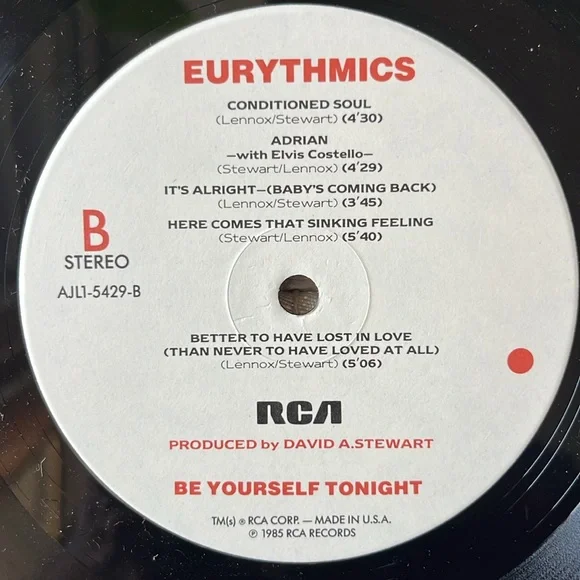 Eurythmics - “Be Yourself Tonight” Vinyl LP - Picture 5 of 5